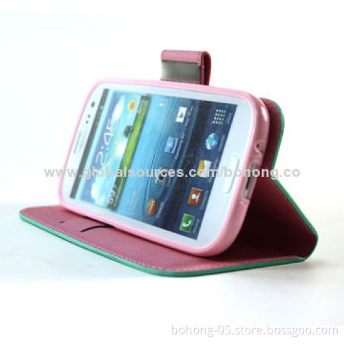 Grain Color-match TPU Folio Case for Samsung Galaxy S3, Different Colors Available